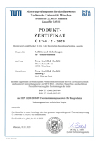 Certificates of products of Zürn GmbH & Co.KG.